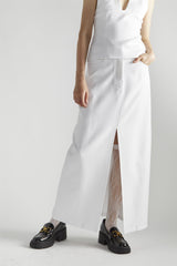 White Split Maxi-Skirt