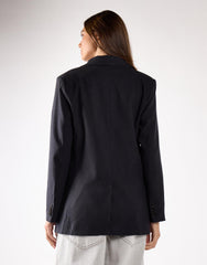 Black Marl Button Detail Blazer