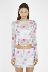 Watercolour Floral Mesh Mini Skirt