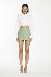 White Waist-Tie Crop-Shirt