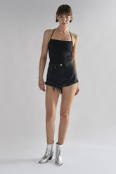 Black Ripped Denim Shorts