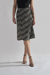 Squiggle Mix Leopard Wrap Midi Skirts