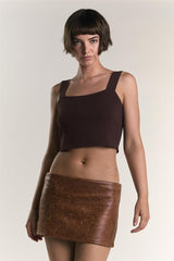 Chocolate-Brown Square-Neck-Top
