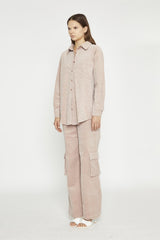 Blush Cord Ribbed Long-Sleeve Top