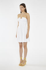White Halterneck Corset Mini-Dress