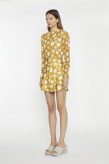 Olive Multi Flower Mesh Floral Long Sleeve-Top