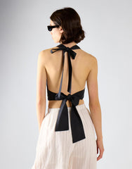 Open Tie Back Halter Top - Black