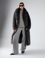 Dark Grey Tipped Fur Tie Waist Coat