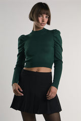 Forest-Green High-Neck Crop-Jumper