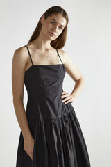 Black Square-Neck Skater Midi-Dress
