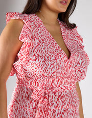Glamorous Curve White Red Print Midi Dress