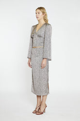 Leopard-Swirl Long-Sleeve Button-front-Top