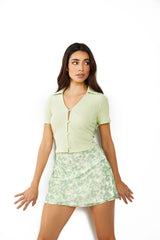 Apple Green Ditsy Sheer Mini-Skirt