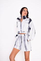 Grey Tie Dye Elasticated Waist Shorts