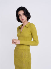 Olive Green Collar Top