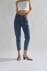 Mid Stonewash Straight Leg Slim Fit Jeans