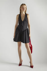 Black V-Neck- Mini-Dresses