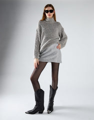 Silver Tweed Mini Skirt