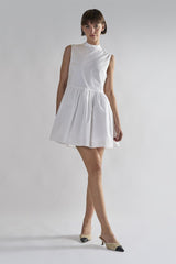 White High-Neck- Mini-Dresses