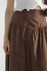Brown Pleated Maxi-Skirt