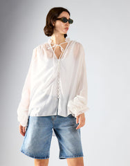 White Tie Chiffon Blouse