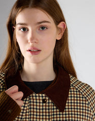 Cream Check Zip Up Collared Jacket