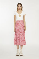 Pink Strawberry-Print Midaxi-Skirt