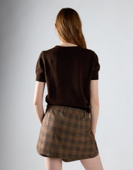 Brown Multi Check Bodycon Skort