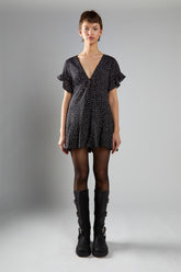 V-Neck Playsuit - Black Polka Dot