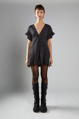 V-Neck Playsuit - Black Polka Dot