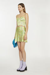 Lime-Multi-Daisy Mini-Skirt