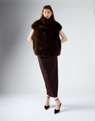 Deep Brown Plush High-Neck Gilet