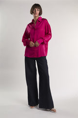 Raspberry-Sateen Long-Sleeve Shirt