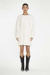 Cream Cable-Knit Jumper Mini-Dress