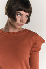 Orange Rust Ruffle Long Sleeve Jumper