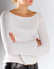 Glamorous White Top With Long Sleeves
