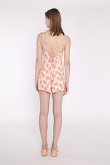 Apricot Blurred-Flower Strappy Loose-Fit-Playsuit