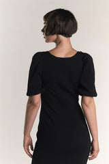 Black Ribbed-Body-Con Mini-Dress