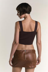 Chocolate-Brown Square-Neck-Top