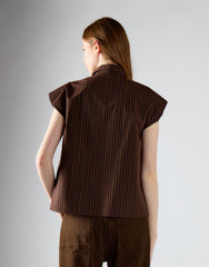 Khaki Brown Stripe Sleeveless Shirt