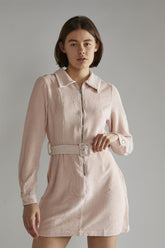 Light Pink Cord Long Sleeve Mini Dress