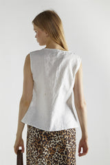 White V-Neck Sleeveless-Top