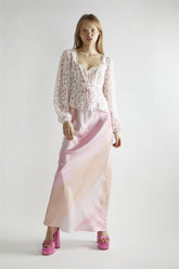 Pink Watercolour-Floral V-Neck Top