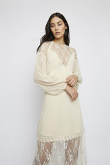 Champagne Lace-Detail Maxi-Dress