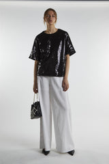Black-Sequin Oversized-Top