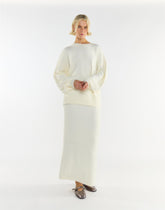 Cream Knitted Maxi Skirt