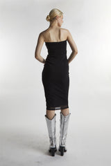 Black-Mesh Bandeau Bodycon Midaxi-Dress
