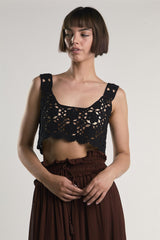 Black Crochet Crop-Top