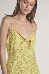 Yellow-Multi-Ditsy Sleeveless Mini-Dress