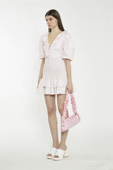 Light Pink Tie-Front V-Neck Mini-Dress